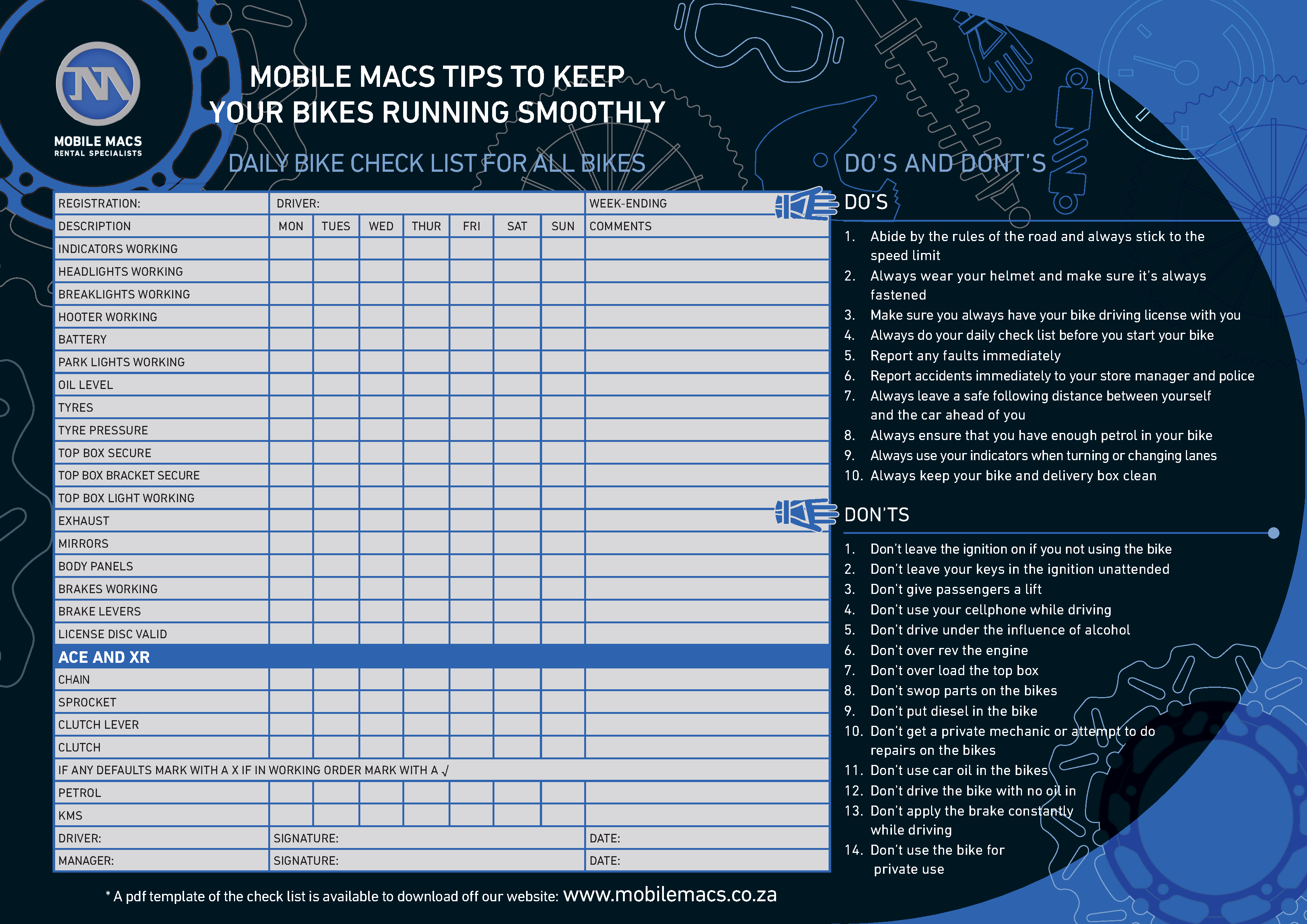 MOBILEMACS CHECKLIST WITH ACE
